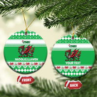 Personalized Wales Christmas Dragon Ceramic Ornament Nadolig Llawen Green Version - Wonder Print Shop