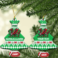 Personalized Wales Christmas Dragon Ceramic Ornament Nadolig Llawen Green Version - Wonder Print Shop