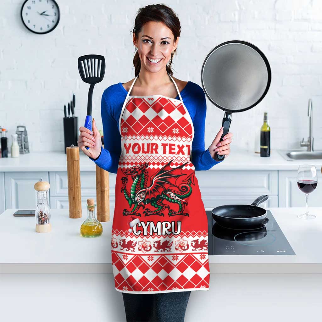Personalized Wales Christmas Dragon Apron Nadolig Llawen Red Version - Wonder Print Shop
