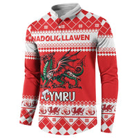 Personalized Wales Christmas Dragon Button Sweatshirt Nadolig Llawen Red Version - Wonder Print Shop