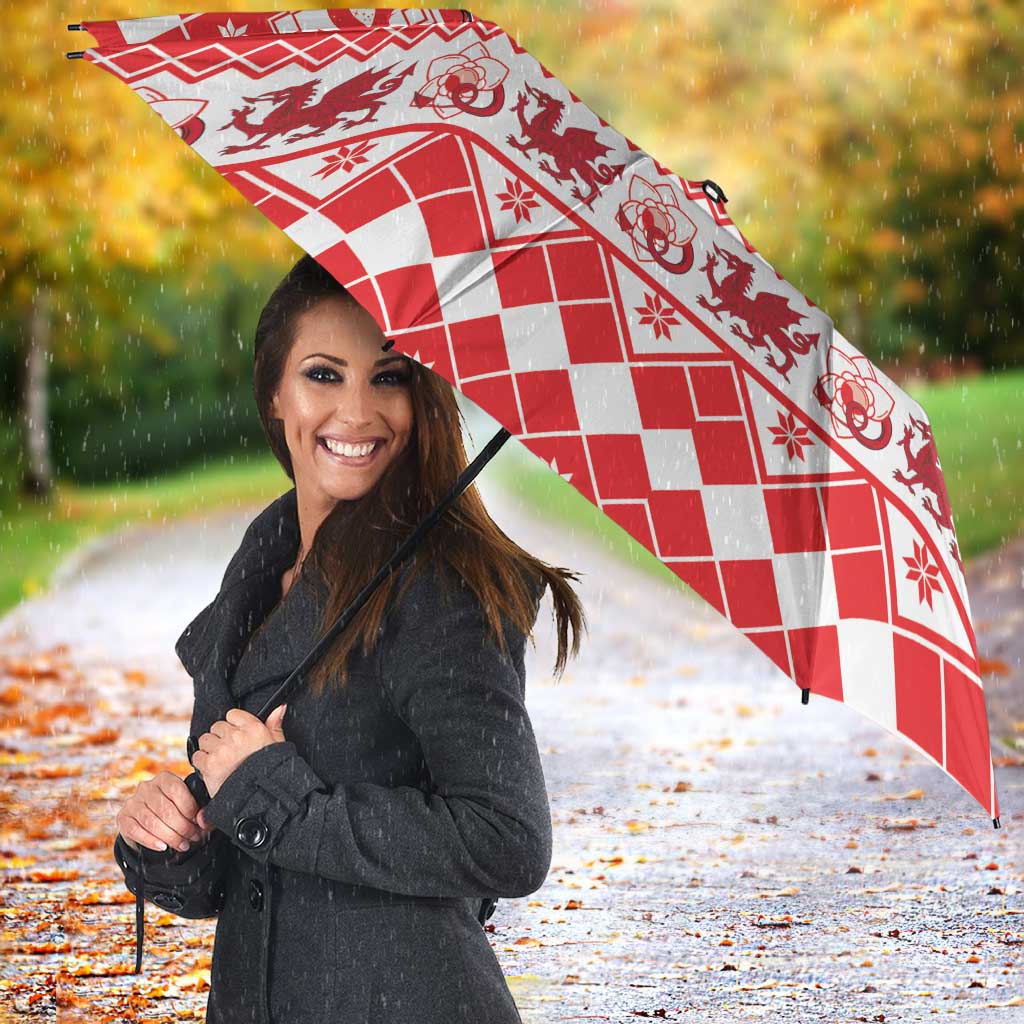 Personalized Wales Christmas Dragon Umbrella Nadolig Llawen Red Version - Wonder Print Shop