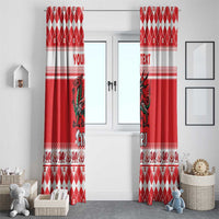 Personalized Wales Christmas Dragon Window Curtain Nadolig Llawen Red Version - Wonder Print Shop