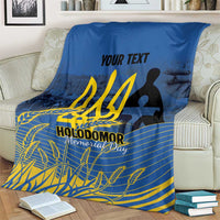 Personalized Holodomor Memorial Day Blanket Ukrainian Trident And Wheat Remembrance - Wonder Print Shop