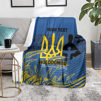 Personalized Holodomor Memorial Day Blanket Ukrainian Trident And Wheat Remembrance - Wonder Print Shop