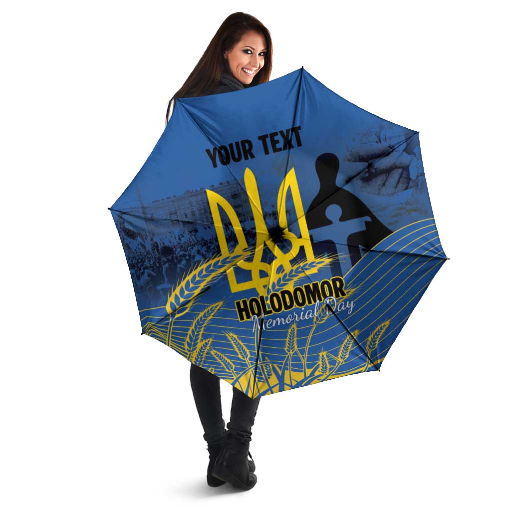 Personalized Holodomor Memorial Day Umbrella Ukrainian Trident And Wheat Remembrance - Wonder Print Shop