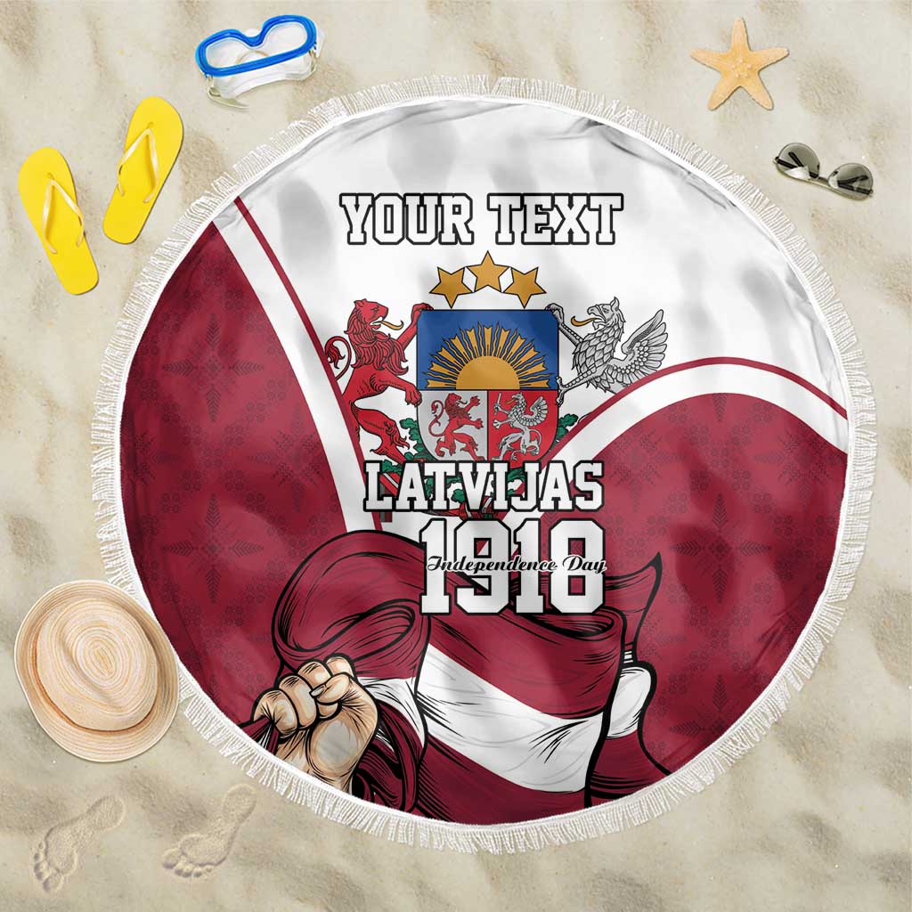 Personalized Latvia Independence Day Beach Blanket 18th November 1918 - Wonder Print Shop