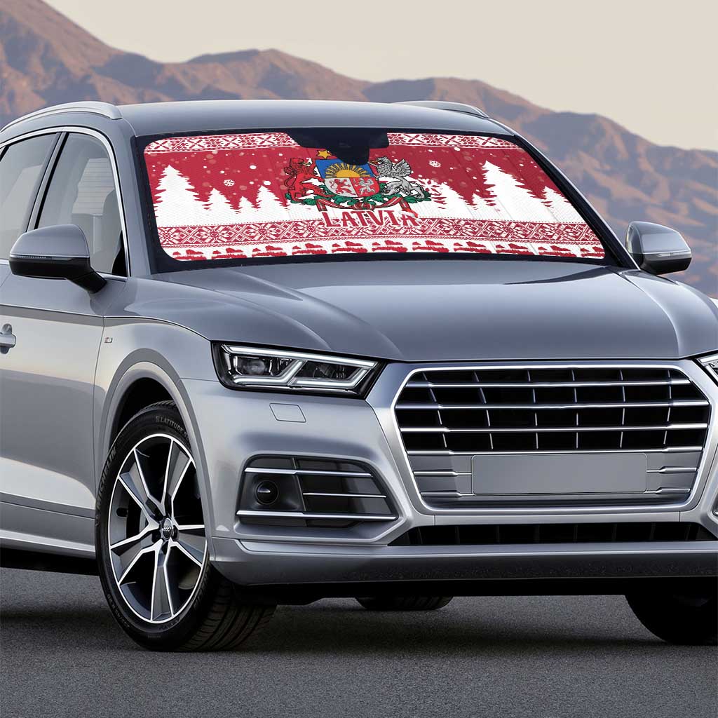 Latvia Christmas Auto Sun Shade Priecigus Ziemassvetkus - Wonder Print Shop