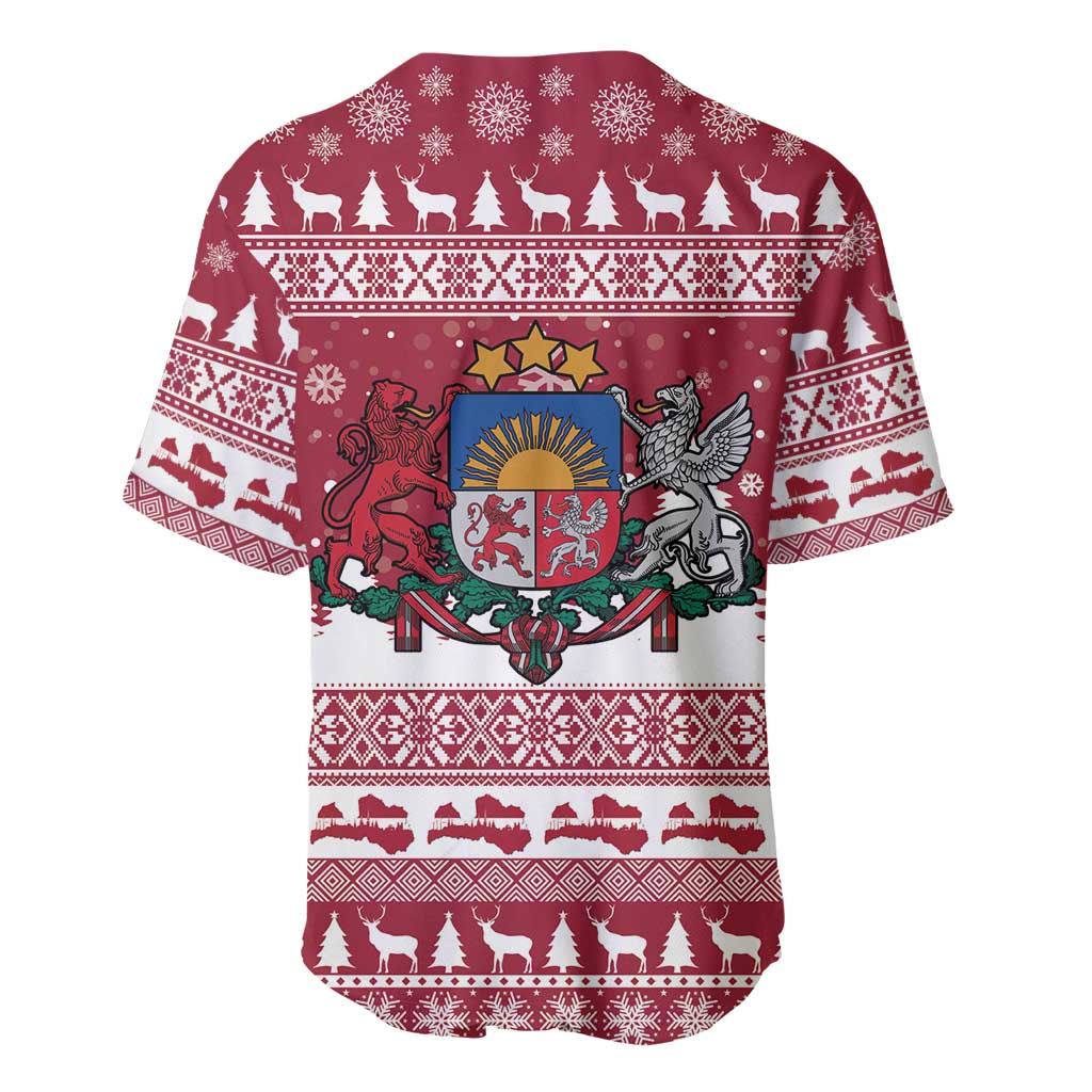 Latvia Christmas Baseball Jersey Priecigus Ziemassvetkus - Wonder Print Shop
