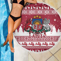 Latvia Christmas Beach Blanket Priecigus Ziemassvetkus - Wonder Print Shop