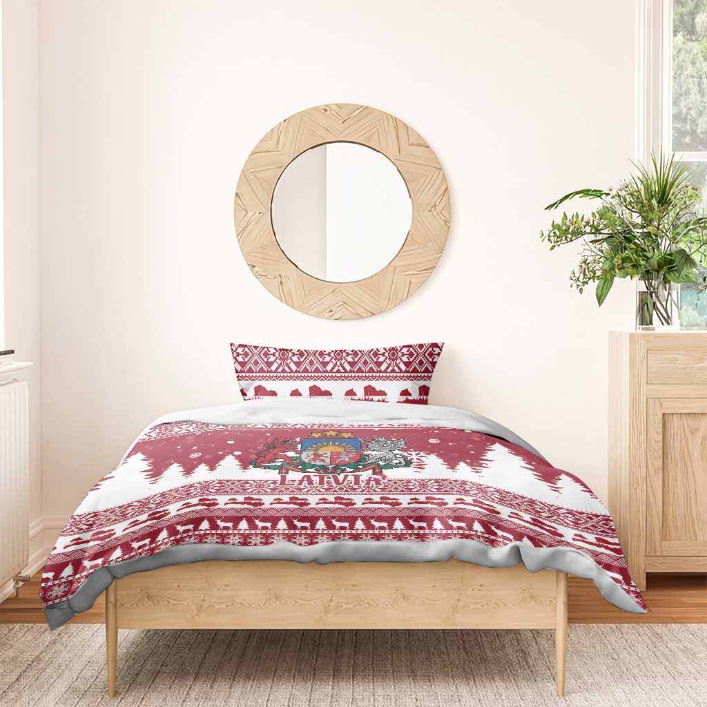Latvia Christmas Bedding Set Priecigus Ziemassvetkus - Wonder Print Shop