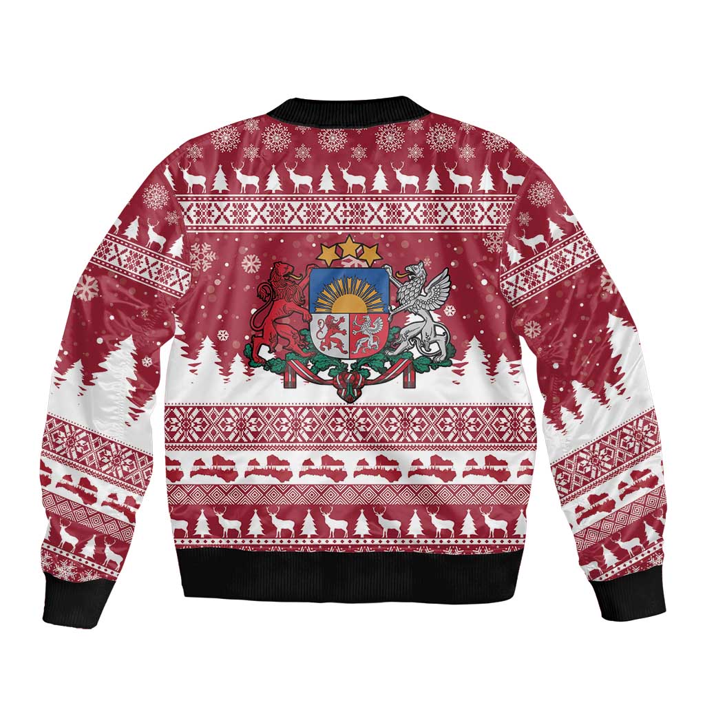Latvia Christmas Bomber Jacket Priecigus Ziemassvetkus - Wonder Print Shop