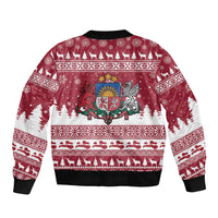 Latvia Christmas Bomber Jacket Priecigus Ziemassvetkus - Wonder Print Shop
