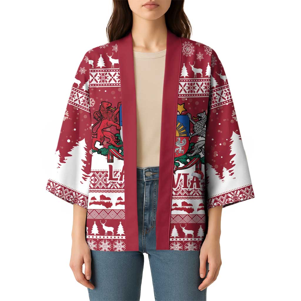 Latvia Christmas Kimono Priecigus Ziemassvetkus - Wonder Print Shop