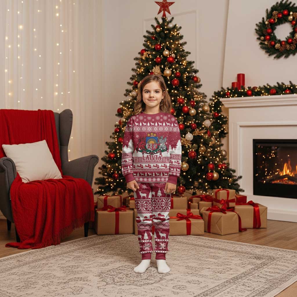 Latvia Christmas Pajama Set Priecigus Ziemassvetkus - Wonder Print Shop