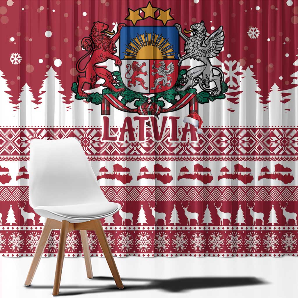 Latvia Christmas Window Curtain Priecigus Ziemassvetkus - Wonder Print Shop