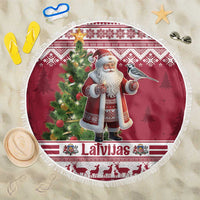 Latvia Christmas Beach Blanket Ziemassvetku Vecitis Christmas Pattern - Wonder Print Shop