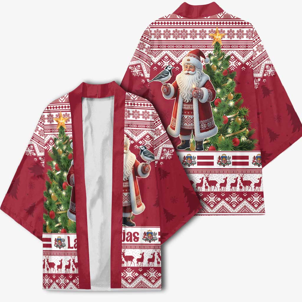 Latvia Christmas Kimono Ziemassvetku Vecitis Christmas Pattern - Wonder Print Shop