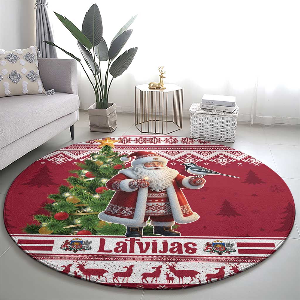 Latvia Christmas Round Carpet Ziemassvetku Vecitis Christmas Pattern - Wonder Print Shop