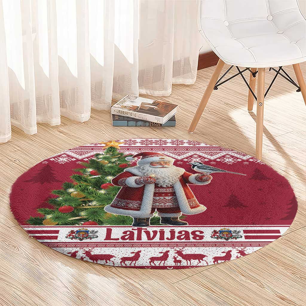 Latvia Christmas Round Carpet Ziemassvetku Vecitis Christmas Pattern - Wonder Print Shop
