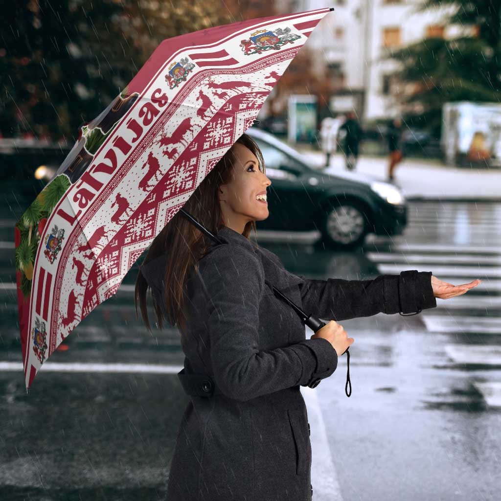 Latvia Christmas Umbrella Ziemassvetku Vecitis Christmas Pattern - Wonder Print Shop