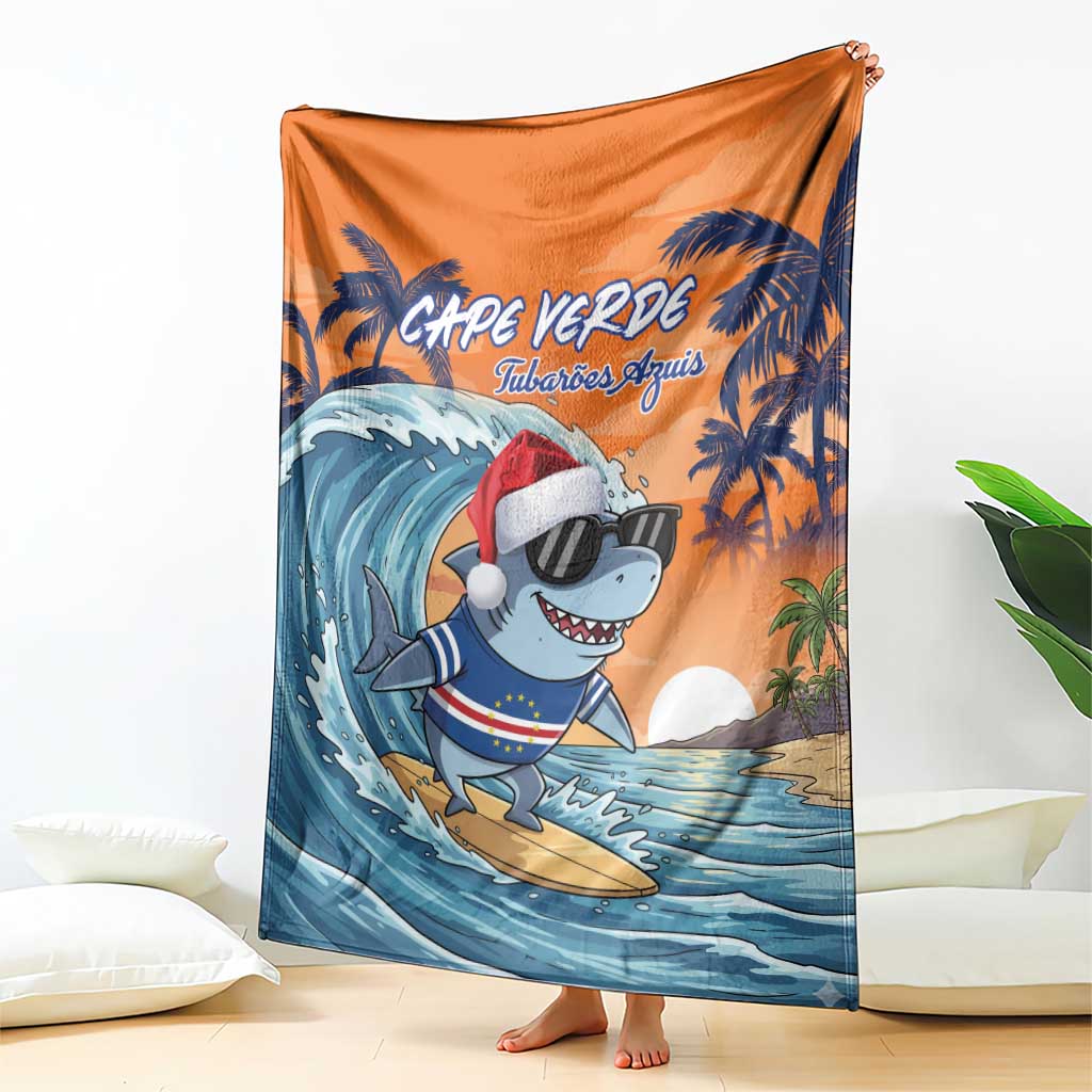 Cape Verde Christmas Blanket Shark Surfing Holiday Beach Style - Wonder Print Shop