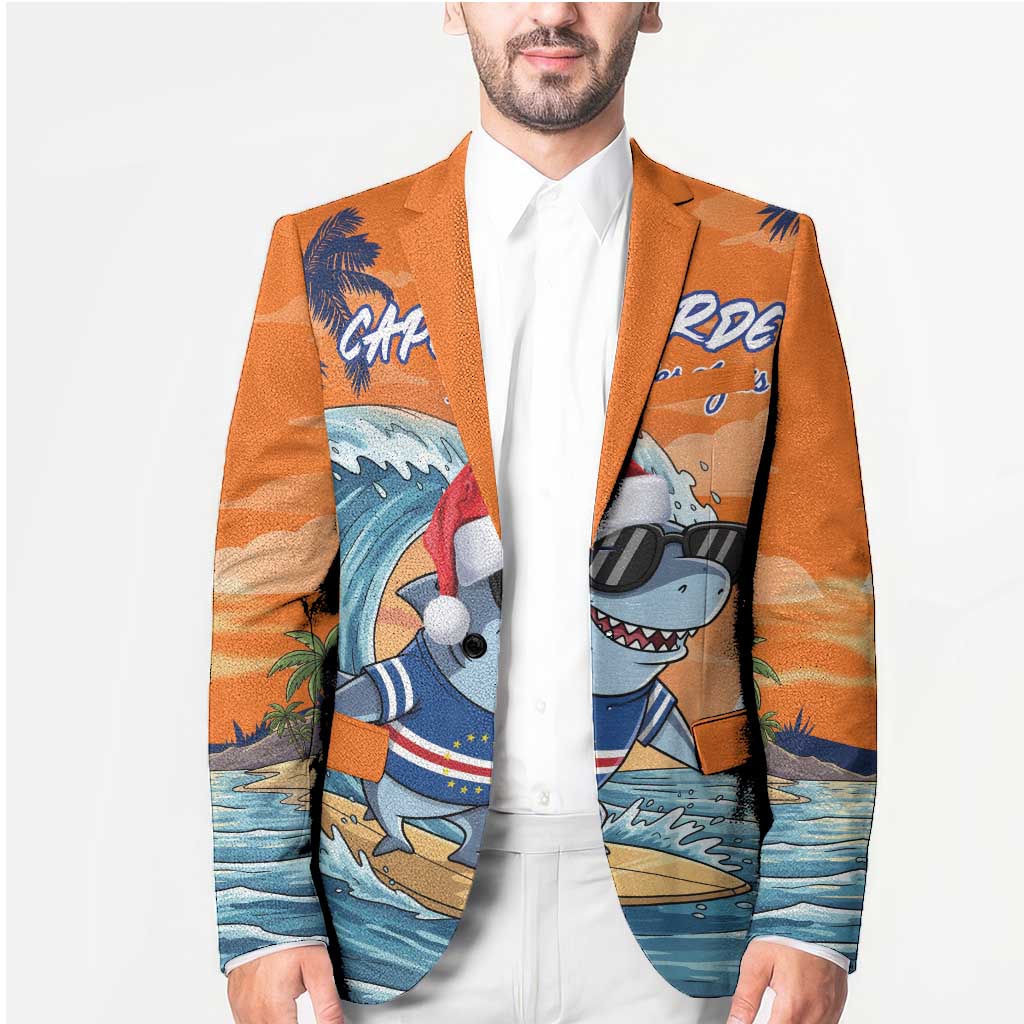 Cape Verde Christmas Blazer Shark Surfing Holiday Beach Style - Wonder Print Shop