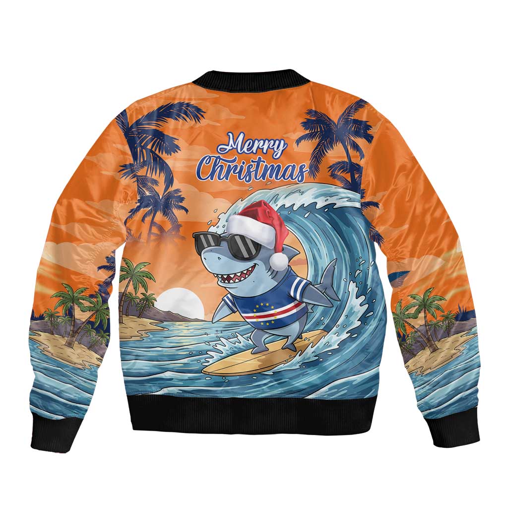 Cape Verde Christmas Bomber Jacket Shark Surfing Holiday Beach Style - Wonder Print Shop
