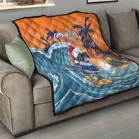 Cape Verde Christmas Quilt Shark Surfing Holiday Beach Style - Wonder Print Shop