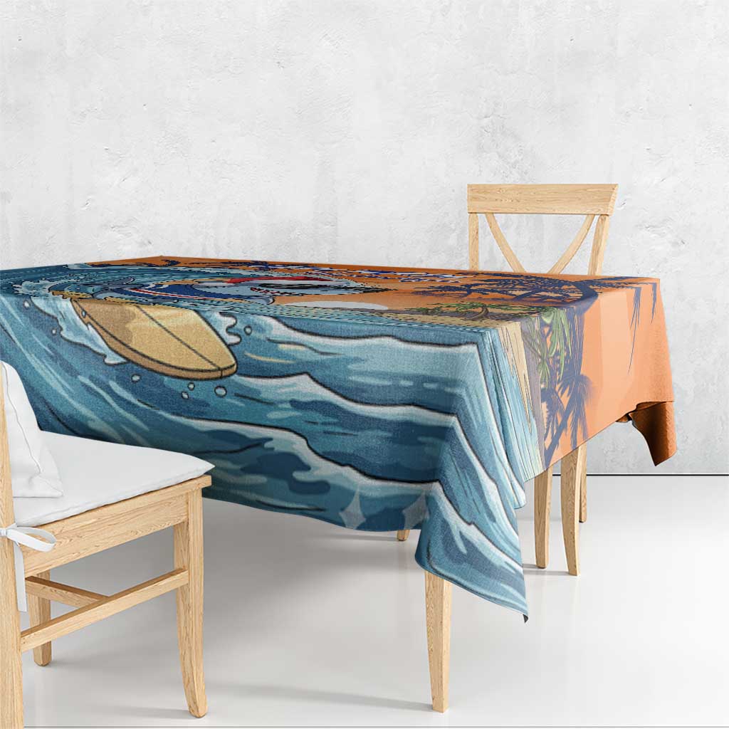 Cape Verde Christmas Tablecloth Shark Surfing Holiday Beach Style - Wonder Print Shop