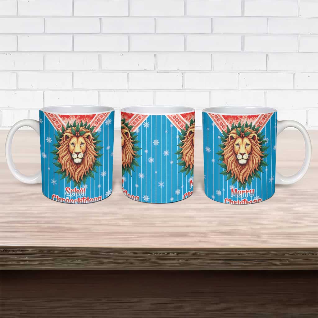 Luxembourg Christmas Ceramic Mug Schei Chreschtdeeg Xmas Pattern - Wonder Print Shop