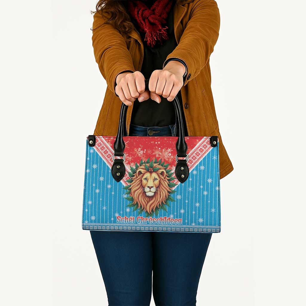 Luxembourg Christmas Leather Bag Schei Chreschtdeeg Xmas Pattern - Wonder Print Shop
