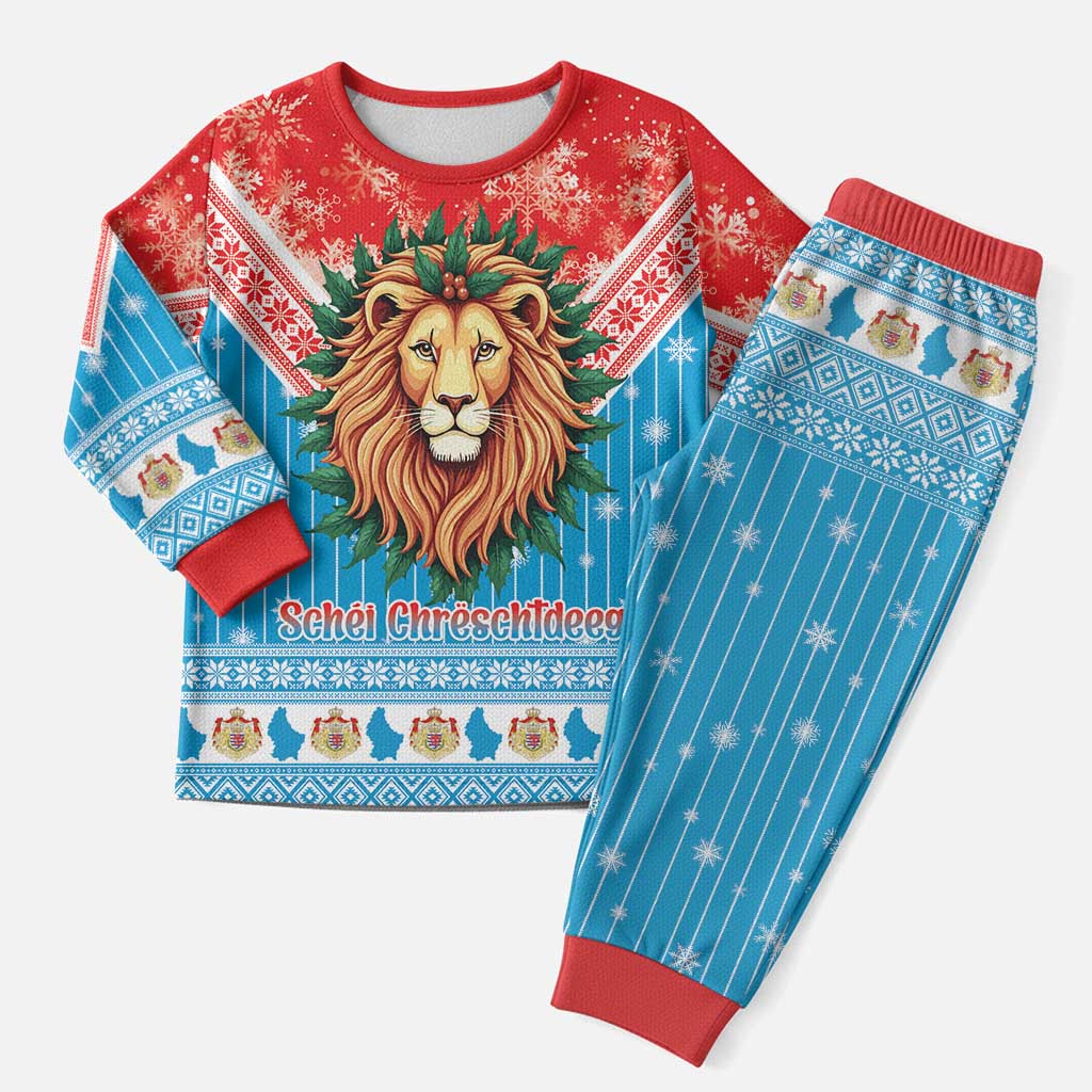 Luxembourg Christmas Pajama Set Schei Chreschtdeeg Xmas Pattern - Wonder Print Shop