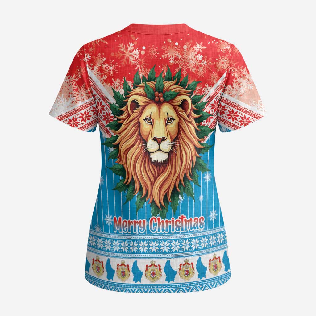 Luxembourg Christmas Scrub Top Schei Chreschtdeeg Xmas Pattern - Wonder Print Shop
