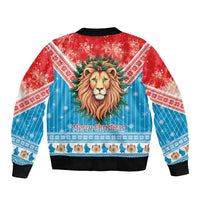 Luxembourg Christmas Sleeve Zip Bomber Jacket Schei Chreschtdeeg Xmas Pattern - Wonder Print Shop