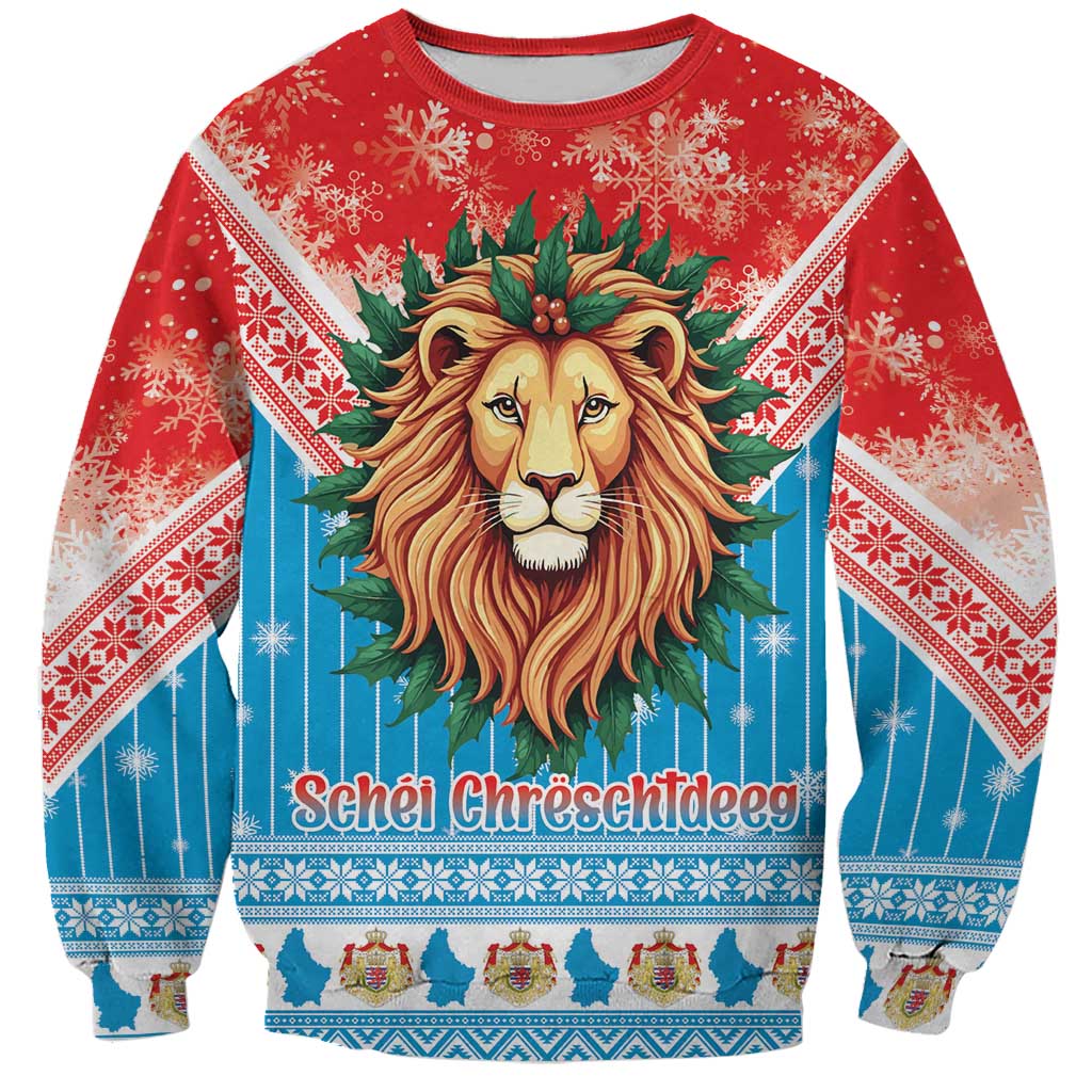 Luxembourg Christmas Sweatshirt Schei Chreschtdeeg Xmas Pattern - Wonder Print Shop