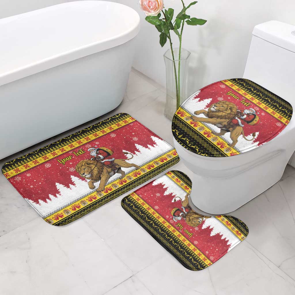 Belgium Christmas Personalized Bathroom Set Santa Riding Lion - Wonder Print Shop