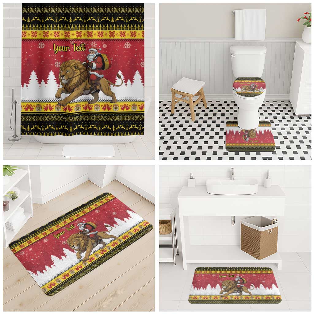 Belgium Christmas Personalized Bathroom Set Santa Riding Lion - Wonder Print Shop