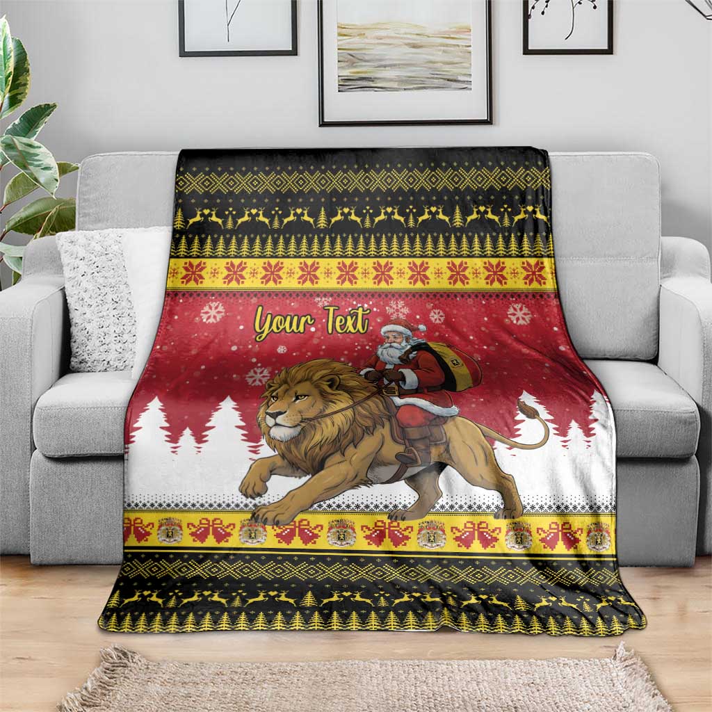 Belgium Christmas Personalized Blanket Santa Riding Lion - Wonder Print Shop