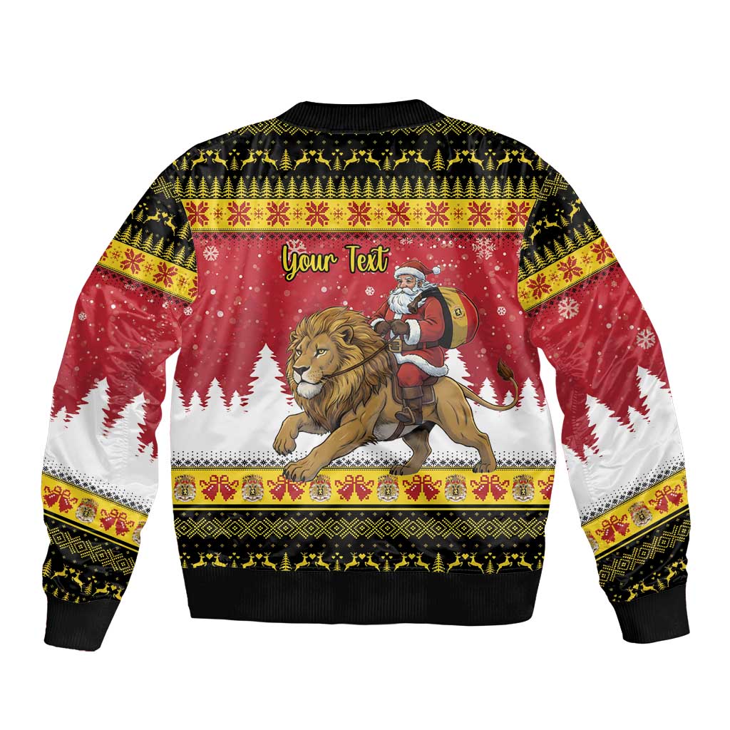 Belgium Christmas Personalized Bomber Jacket Santa Riding Lion - Wonder Print Shop