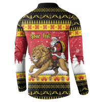 Belgium Christmas Personalized Button Sweatshirt Santa Riding Lion - Wonder Print Shop
