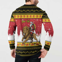 Belgium Christmas Personalized Button Sweatshirt Santa Riding Lion - Wonder Print Shop