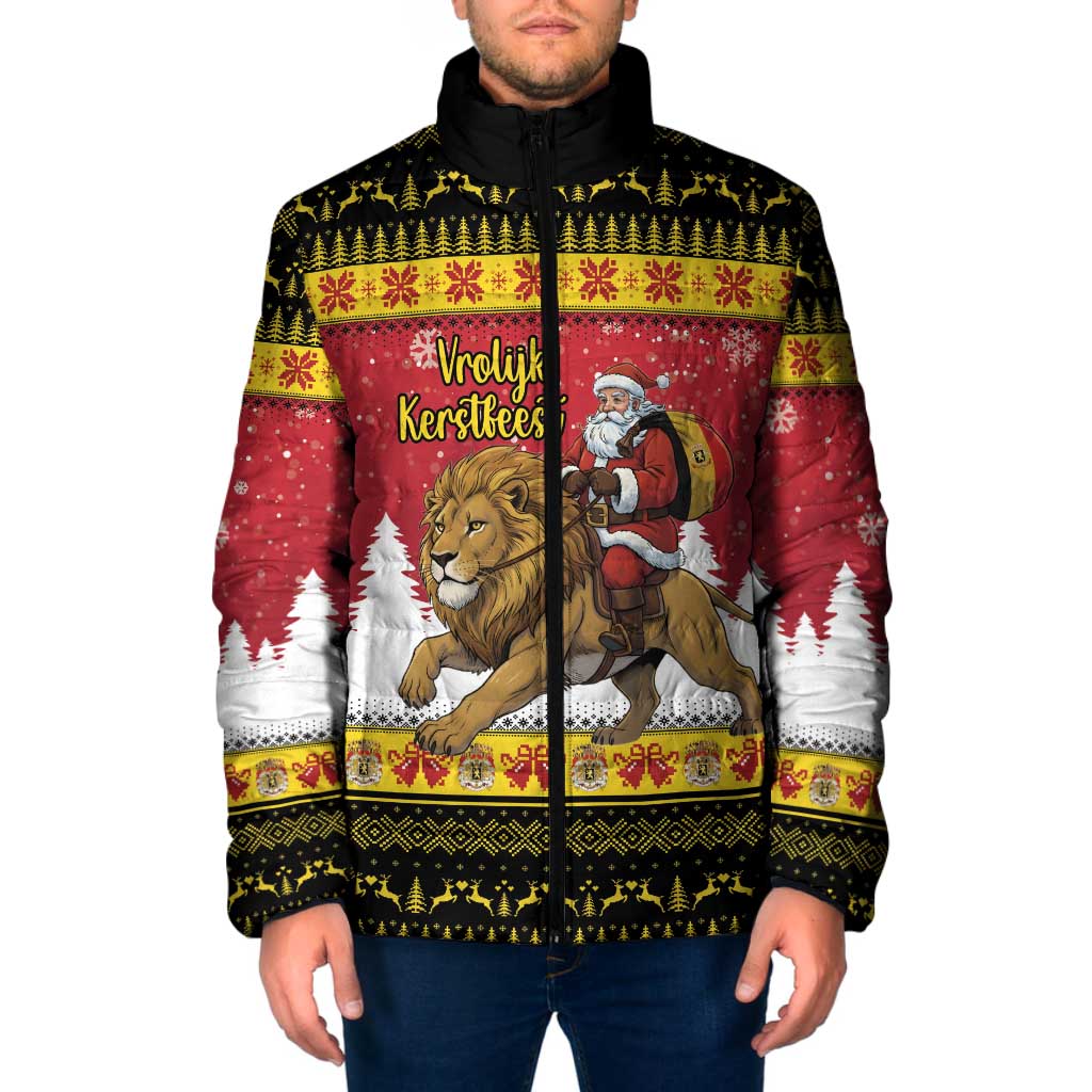 Belgium Christmas Personalized Padded Jacket Santa Riding Lion - Wonder Print Shop