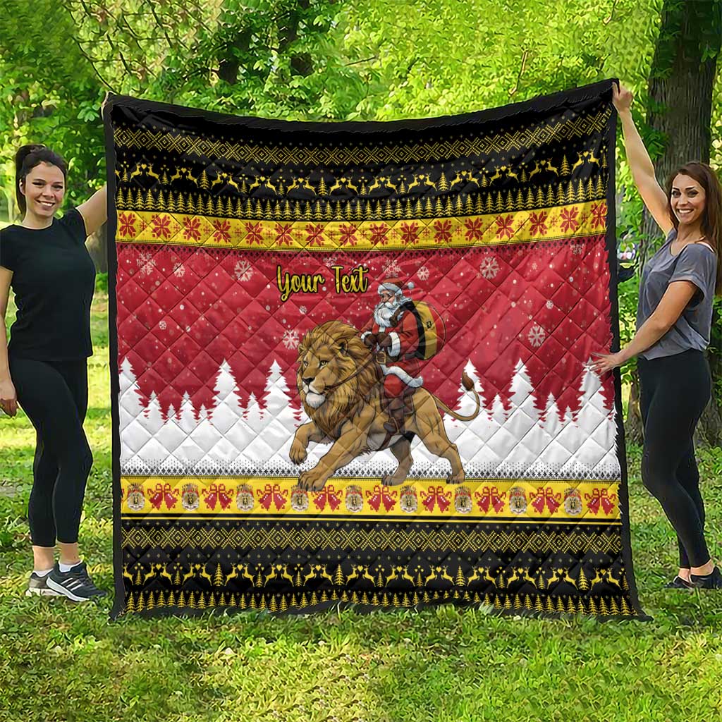 Belgium Christmas Personalized Quilt Santa Riding Lion - Wonder Print Shop