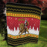 Belgium Christmas Personalized Quilt Santa Riding Lion - Wonder Print Shop