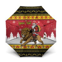 Belgium Christmas Personalized Umbrella Santa Riding Lion - Wonder Print Shop
