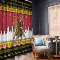 Belgium Christmas Personalized Window Curtain Santa Riding Lion - Wonder Print Shop
