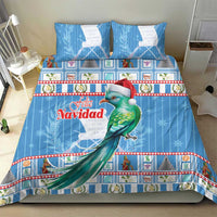 Blue Christmas duvet set with parrot and Santa hat, 'Feliz Navidad' print, 2 pillows