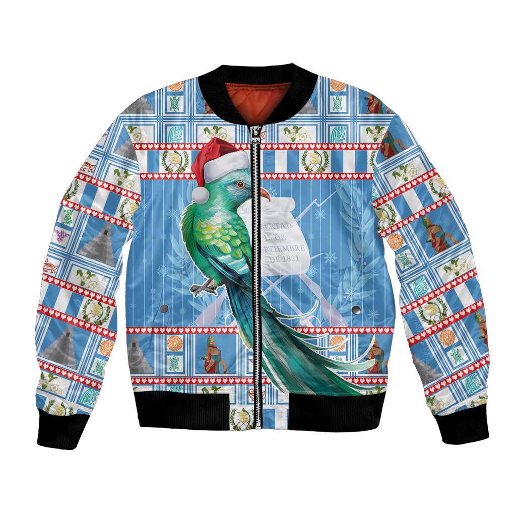 Guatemala Christmas Bomber Jacket Resplendent Queztal Libre Crezca Fecundo - Wonder Print Shop