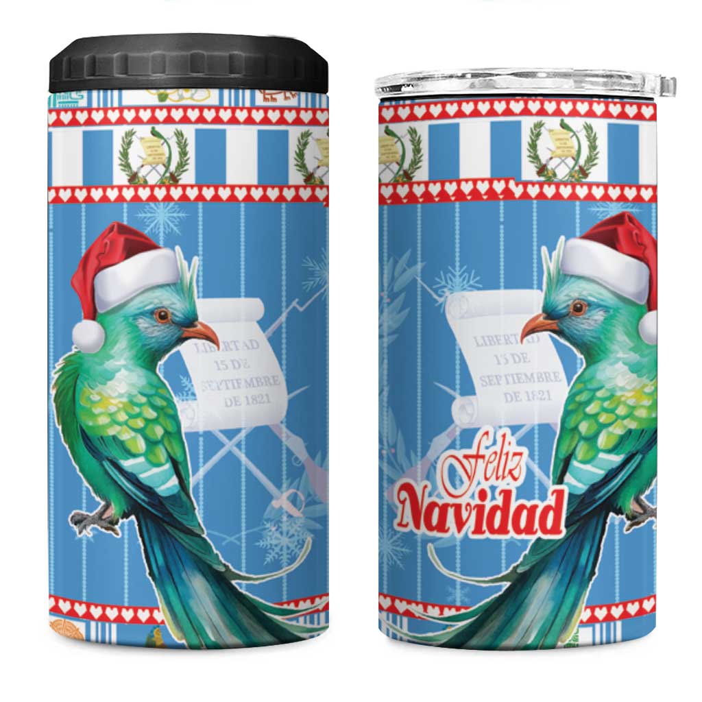 Guatemala Christmas 4 in 1 Can Cooler Tumbler Resplendent Queztal Libre Crezca Fecundo - Wonder Print Shop