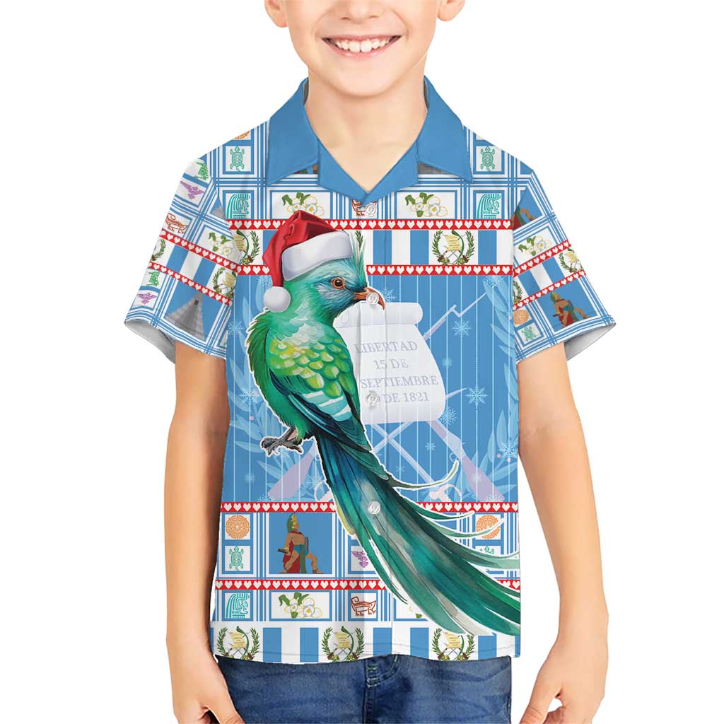 Guatemala Christmas Kid Hawaiian Shirt Resplendent Queztal Libre Crezca Fecundo - Wonder Print Shop